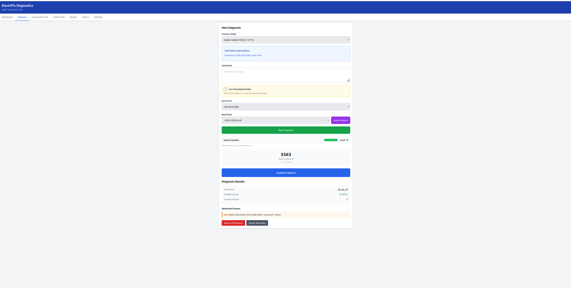 ElectriFix Advanced Diagnostic Software Interface